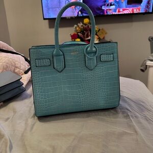 Aldo Turquoise Croc-Embossed Tote